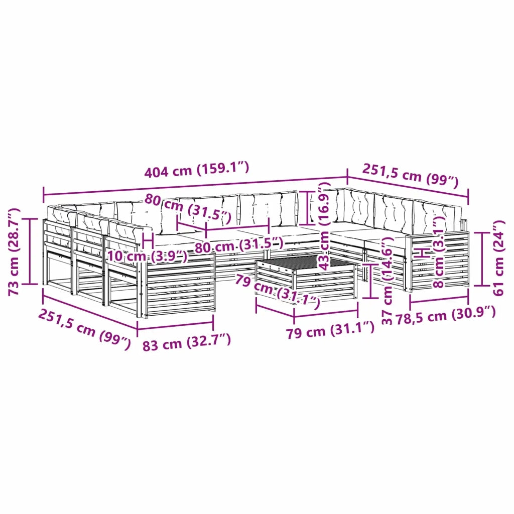 Set di divani da esterno 10 pcs Bianco e Beige 3391203