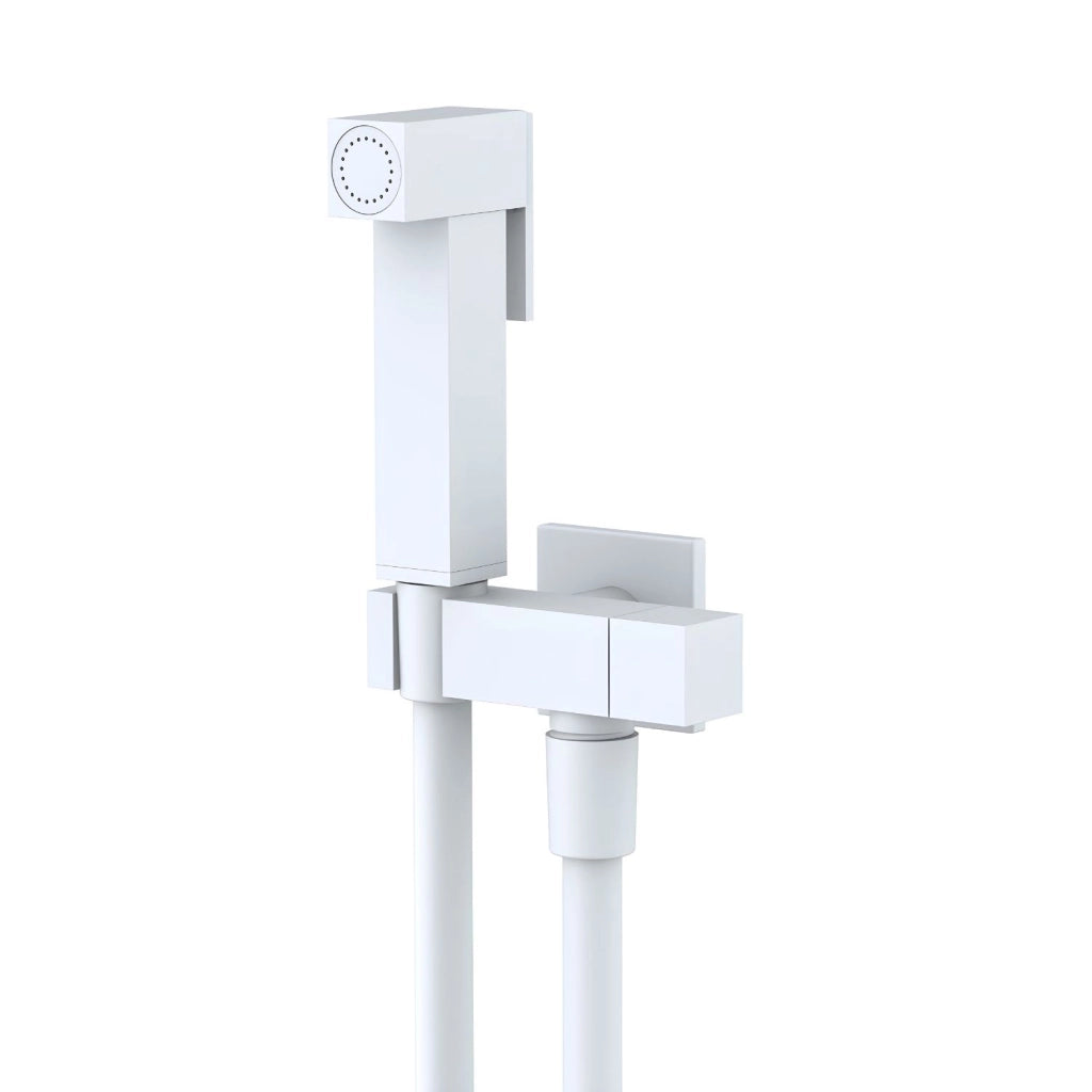 Idroscopino wc doccetta ottone portatile shutoff monogetto con leva ogomondo kit *** finitura- bianco opaco quadro, c...