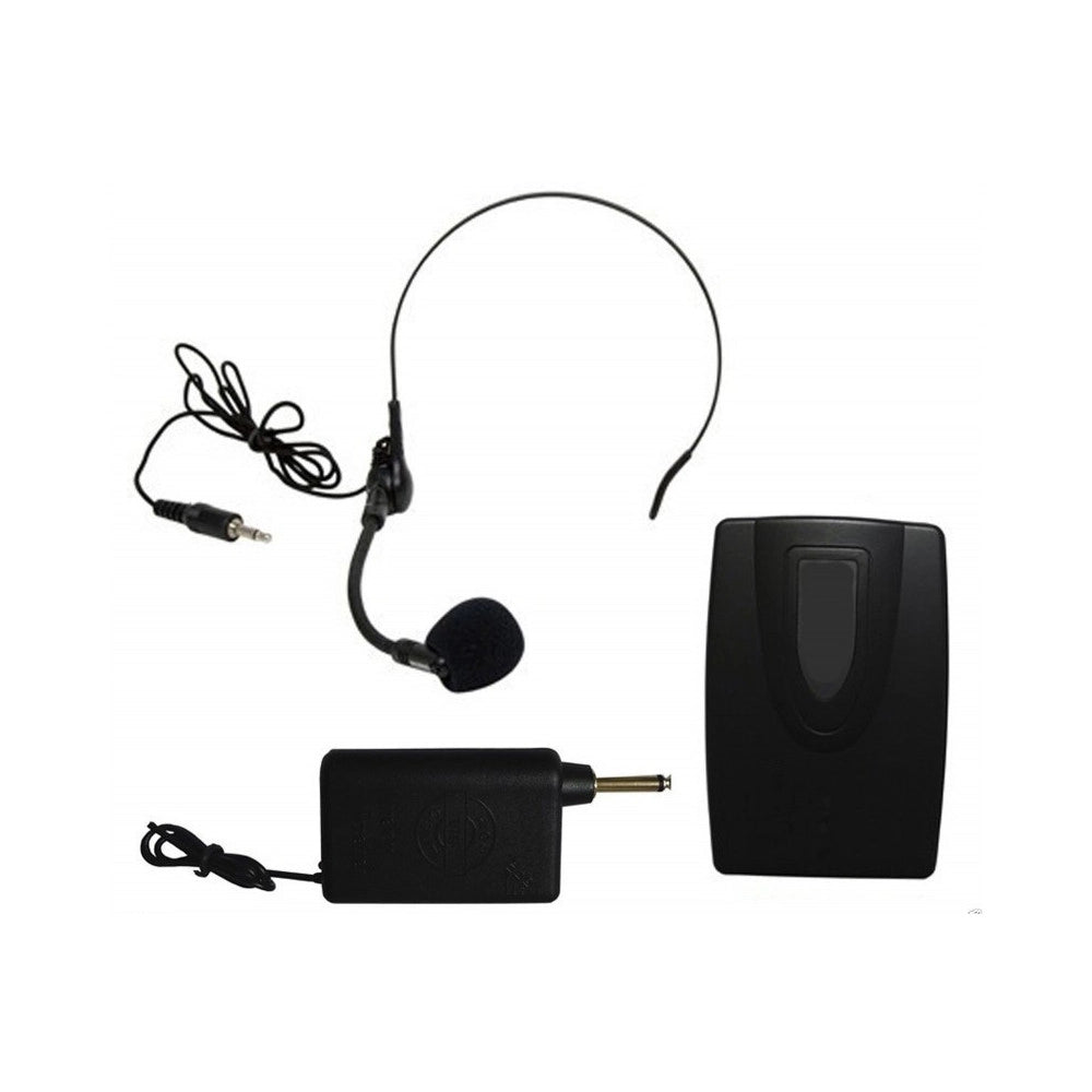 Trade Shop - Microfono Ad Archetto Wireless Senza Fili Con Centralina E Trasmettitore -