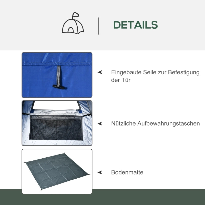 Tenda doccia a scomparsa Tenda WC Tenda da spoglio Cambio con borsa da trasporto Cabina mobile per bagni esterni Tenda di stoccaggio Blu scuro 126 x 124 x 189 cm