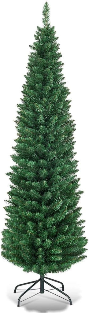 Albero di Natale 180 cm, Albero di Natale Slim con 400 Rami Folti e Realistici e Base in Metallo, Albero di Natale Artificiale per Casa e Negozio, Verde (180 cm)