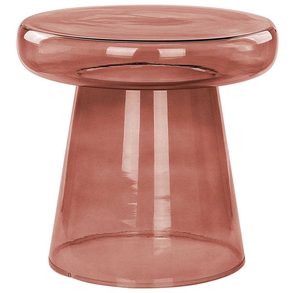 Set di 2 Tavoli da caffè in vetro trasparente rosso moderno di forma ovale design moderno contemporaneo