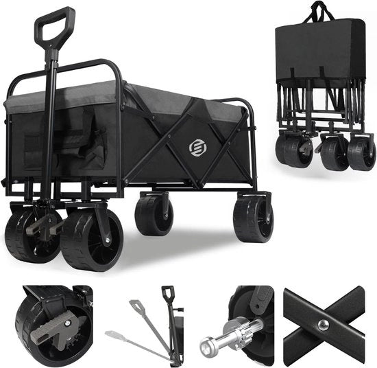 Carrello Portatile - Carrello da Spiaggia - Carrello con Ruote - Carrello con Multipli Livelli - Carrello con Ruote Sterzo - Carrello da Spiaggia Portatile