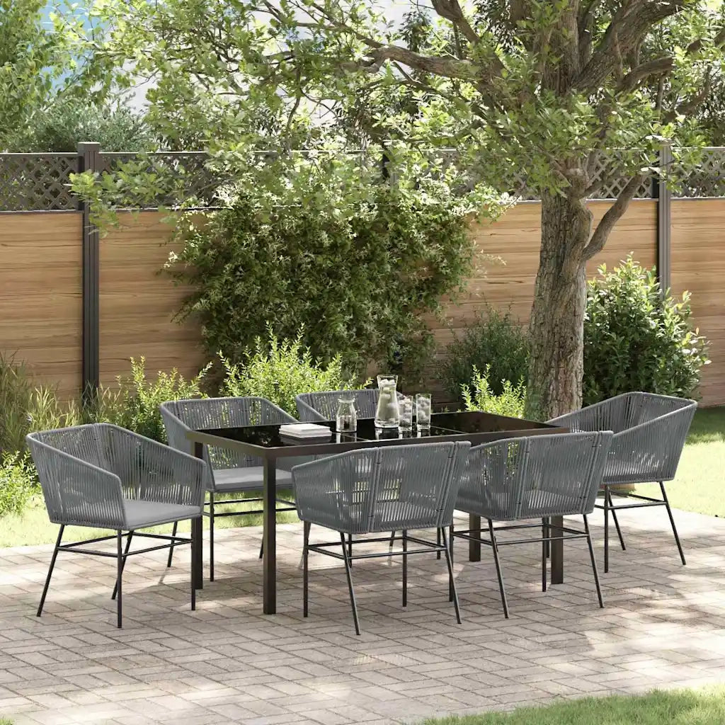 Set da Pranzo per Giardino con cuscino 7 pcs Grigio