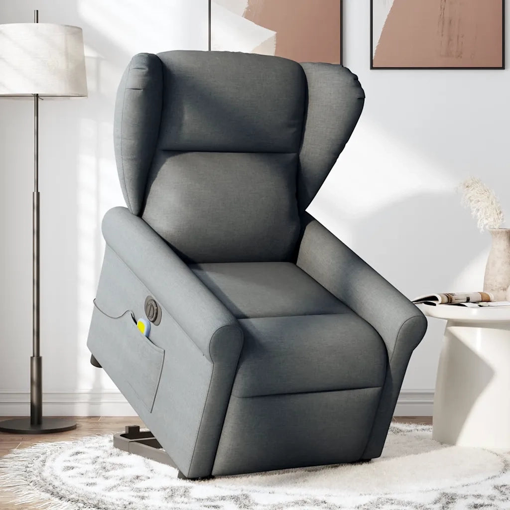 Poltrona Alzapersona Massaggi Elettrica Grigio Scuro Tessuto 3303405