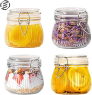Set di contenitori per overnight oats in vetro a forma di mason - 3 pezzi - capacità 300ml - 400ml - 500ml - con coperchi - per preparare il breakfast muesli con avena