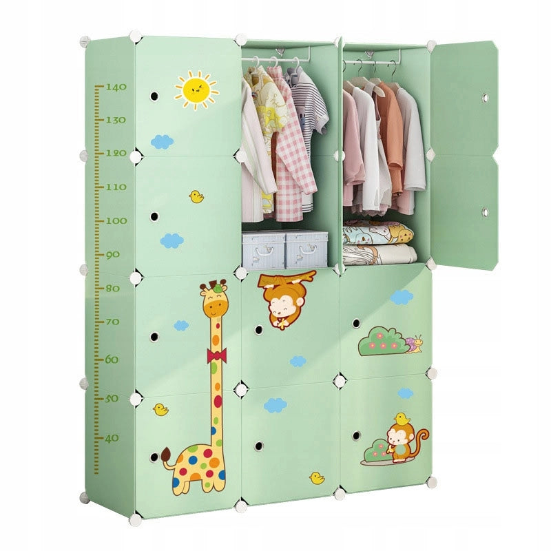 Guardaroba Modulare Cameretta 147x111x47 cm Ideale per Vestiti e Giocattoli