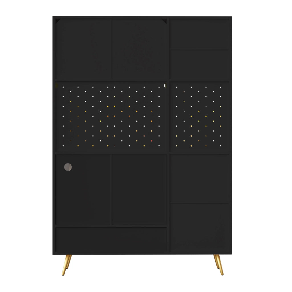 Mobile Credenza con LED ¨C Xylo ¨C Nero, Vetro, Cassetto, USB