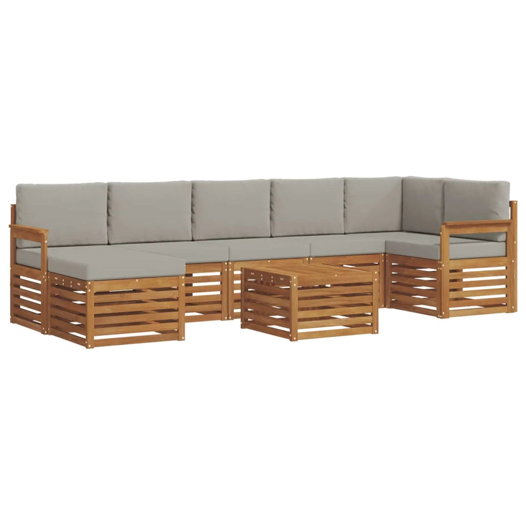Set divano sezionale con cuscino 8 pcs Grigio Naturale e Chiaro 3375196