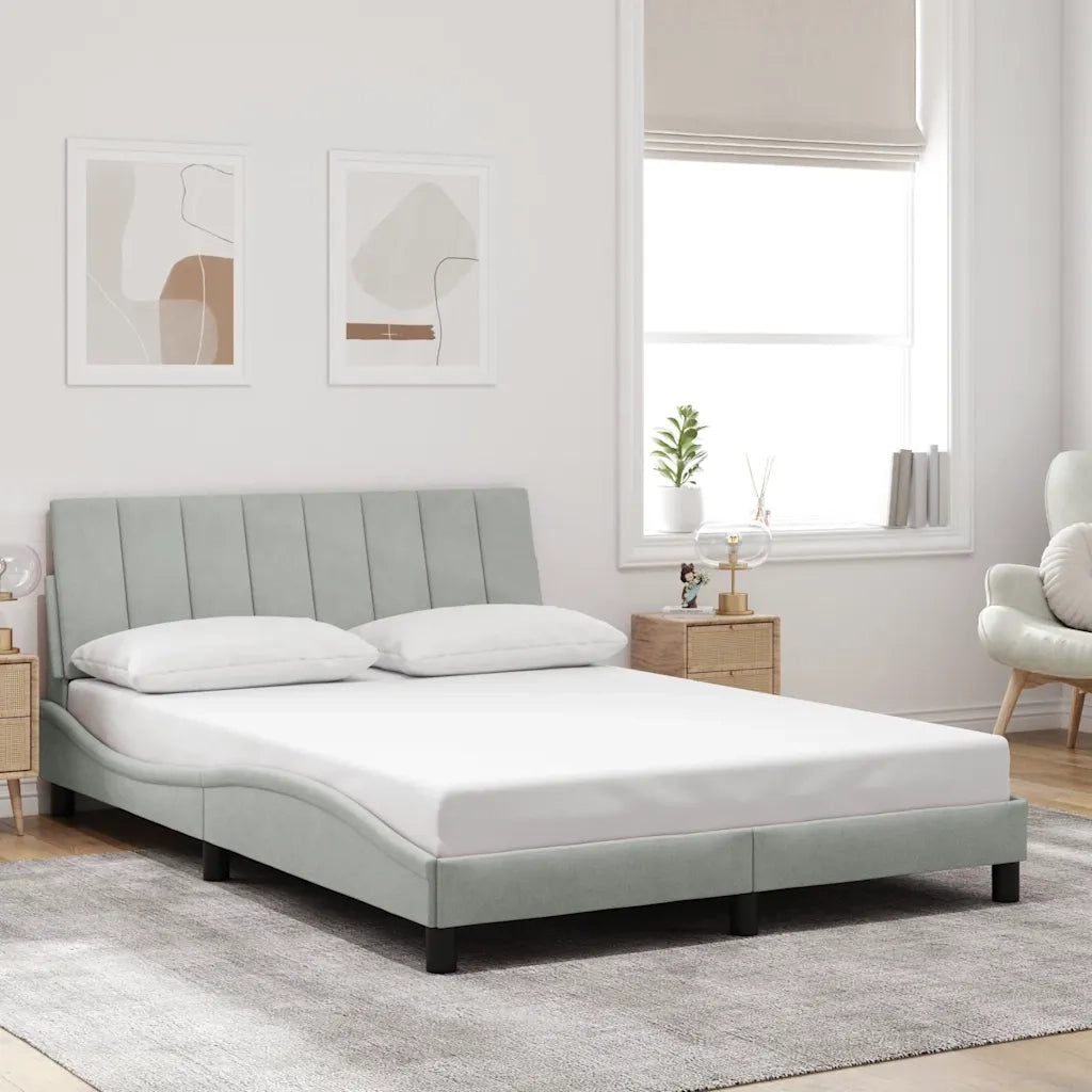 Giroletto senza Materasso Hanko Grigio Chiaro 140x200 cm Velluto 3207849