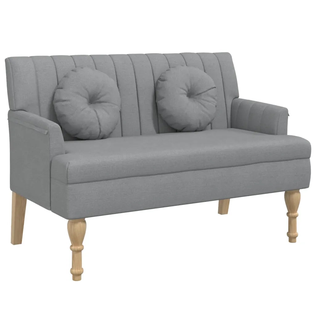 Panca con Cuscini-Sgabello-Divano Grigio Chiaro 113x64,5x75,5 cm in Tessuto