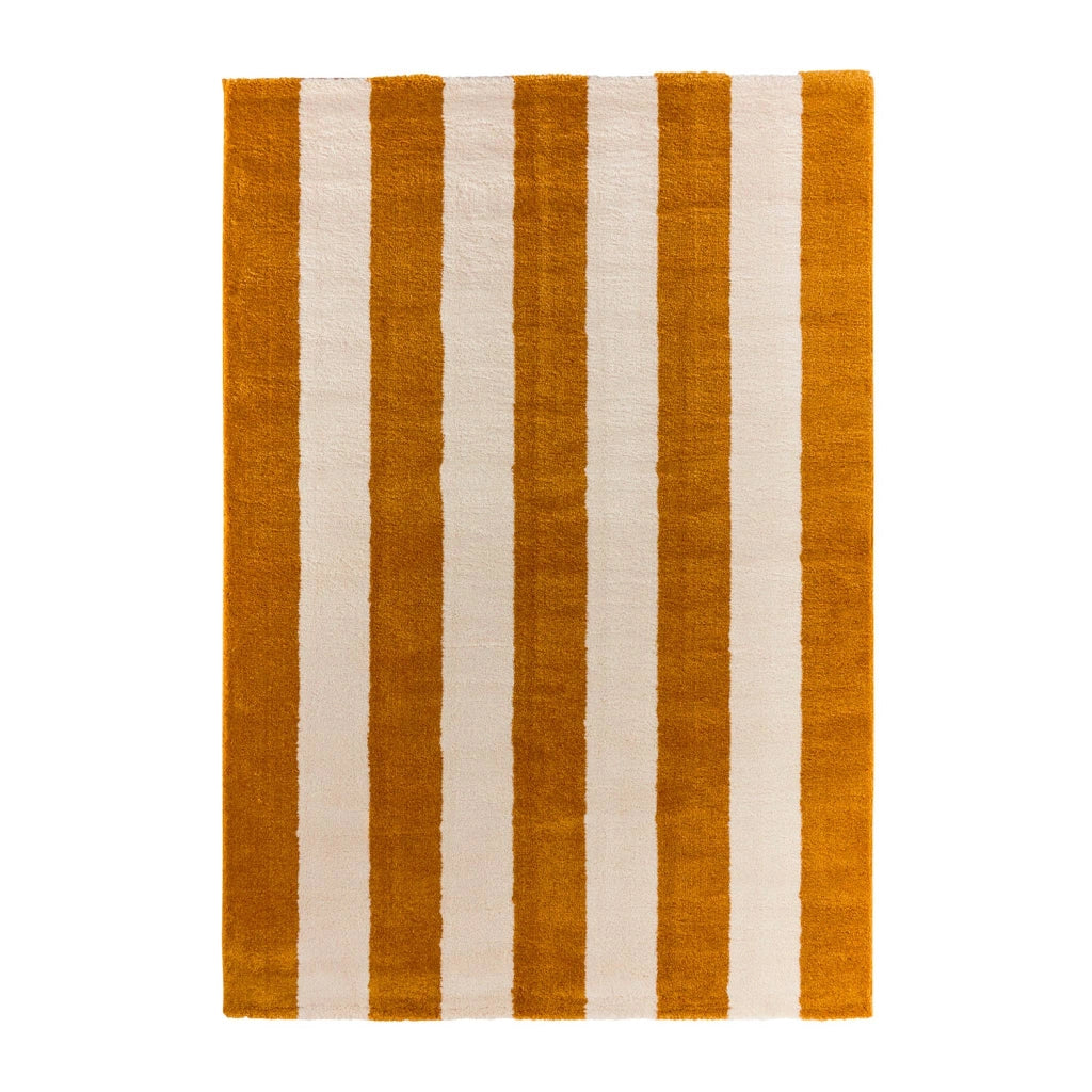 Tappeto da interno a righe ocra e bianco