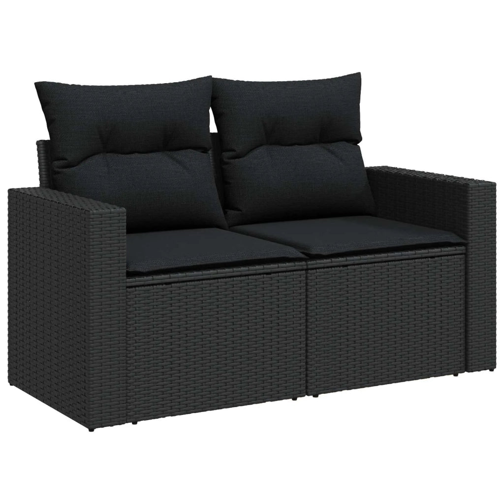Set Divano da Giardino con cuscino 14 pcs Nero polyrattan 3363609