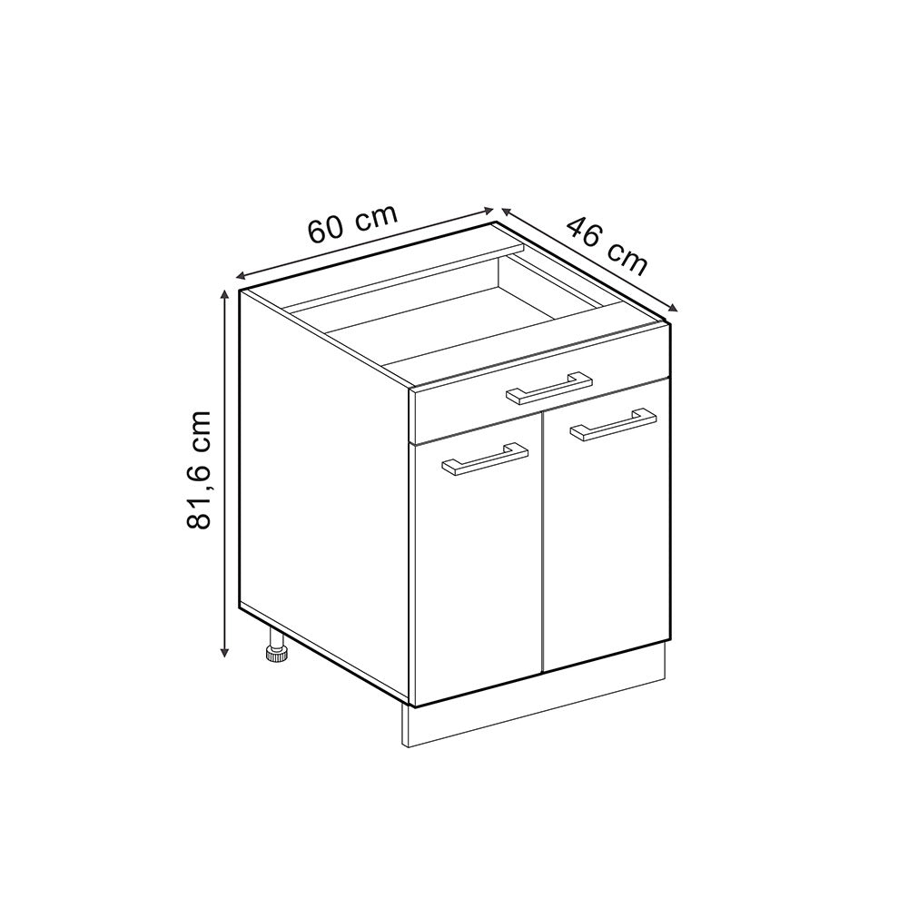 Vicco Mobiletto base per cucina Antracite casa di campagna 60 cm con cassetto, PL Rovere