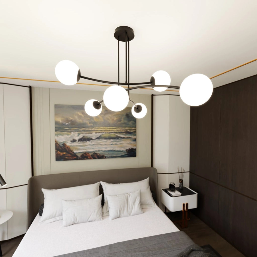 Emibig lampadario HALDOR nero/bianco 6xE14 metallo vetro
