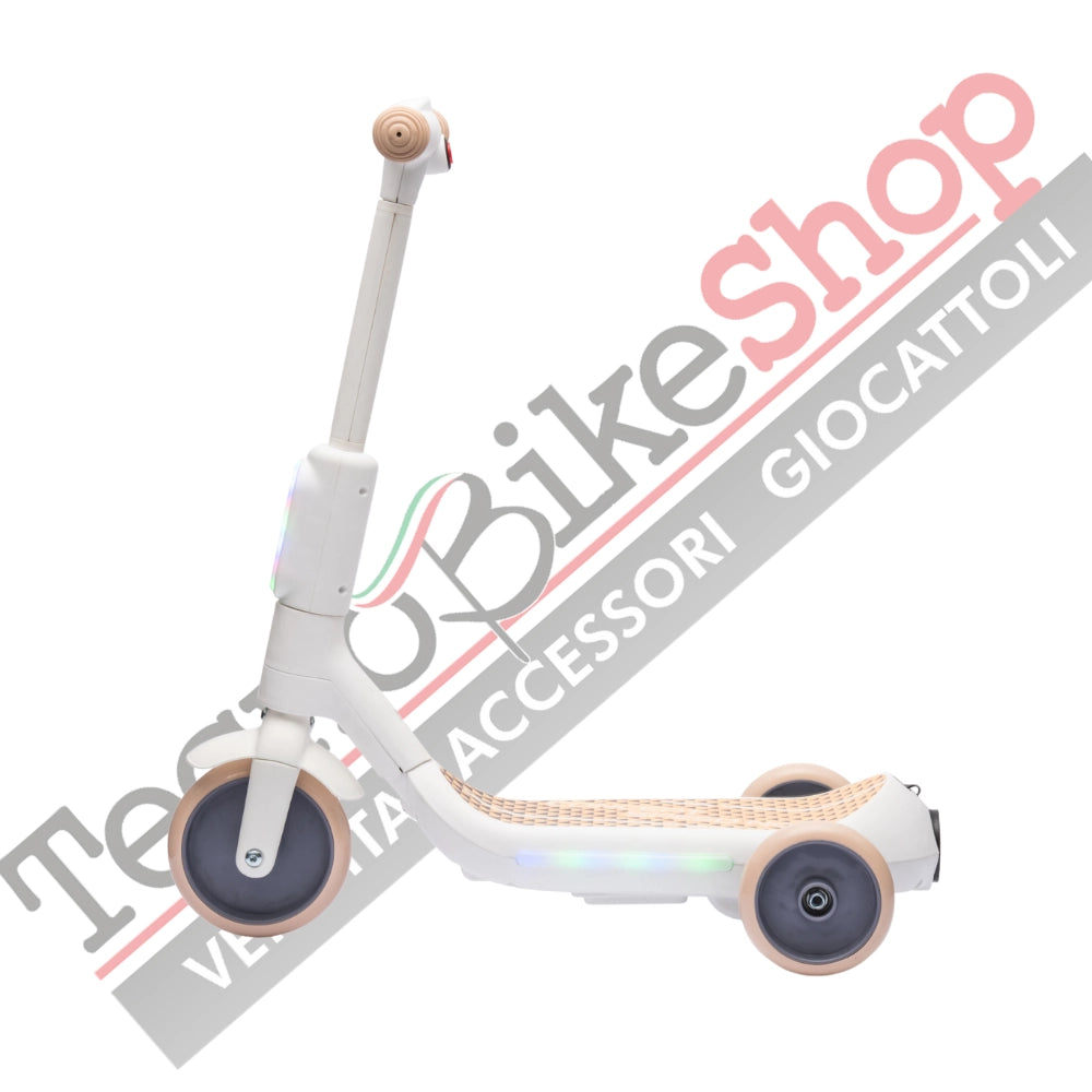 Monopattino Elettrico per Bambini Deluxe 3 Ruote + Casco e Kit Protezioni-Beige