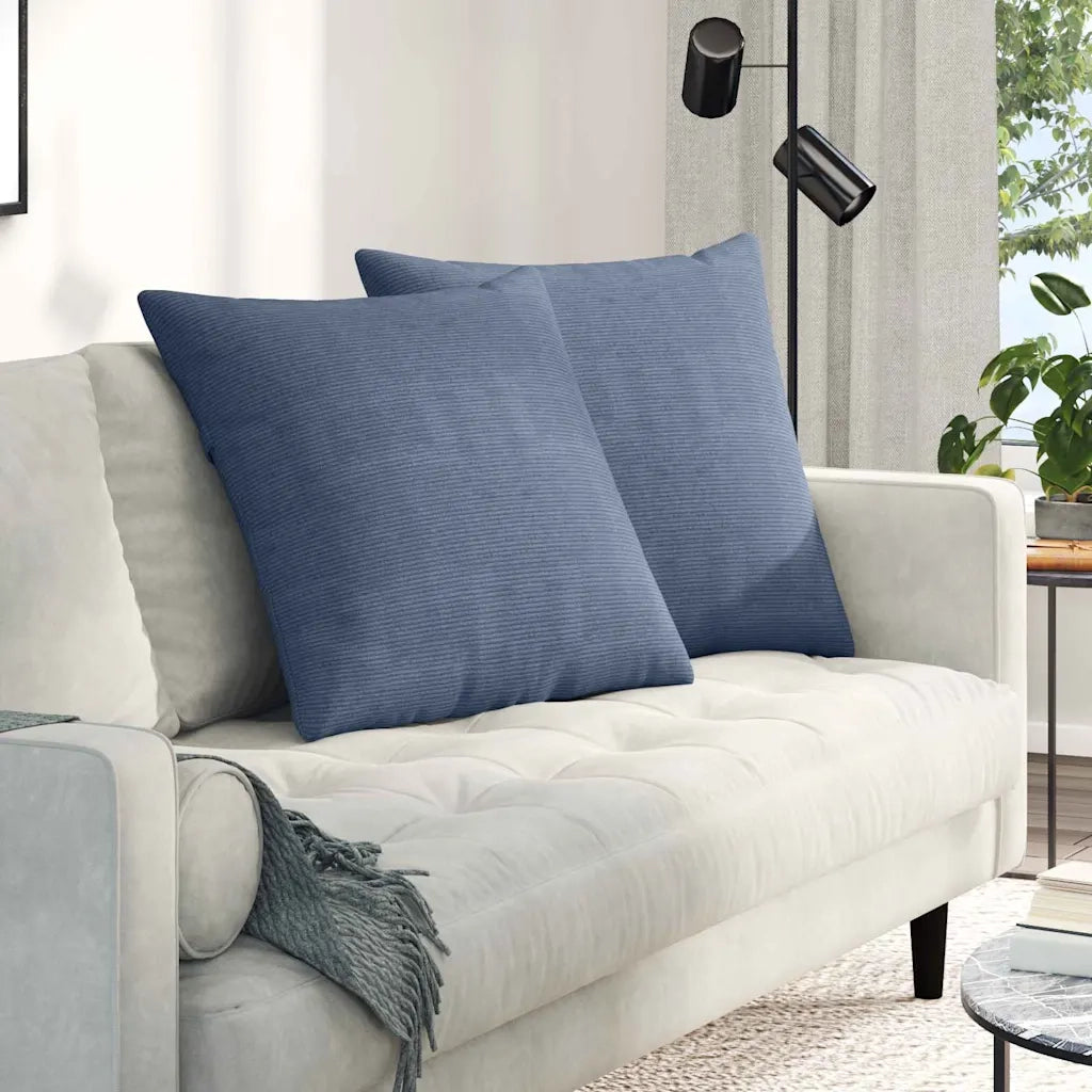 Cuscini da Divano 2 pcs Blu 60 x 60 cm Tessuto in Cords 42014035