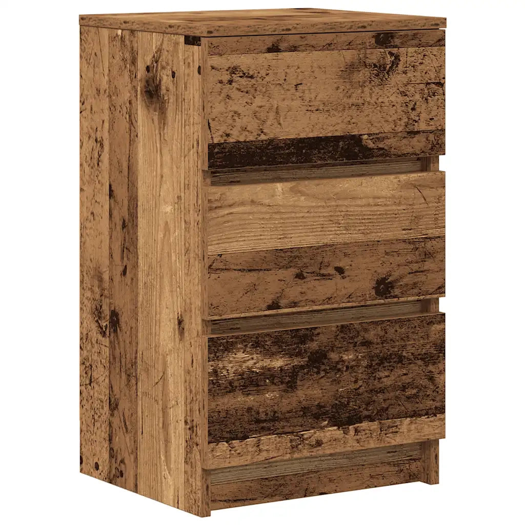 Set di 2 Comodini | Armadio da Notte | Mobiletto da notte con 3 Cassetti Legno Antico 39x35x65 cm
