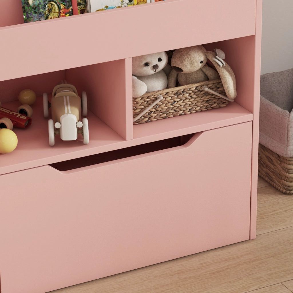 Libreria con cassetti e ripiani ¨C zephmum ¨C rosa 80x30x180