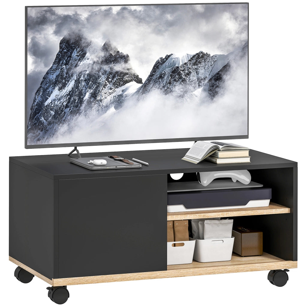 Mobile TV con ruote e 2 ante ¨C Minimal ¨C in legno rovere chiaro