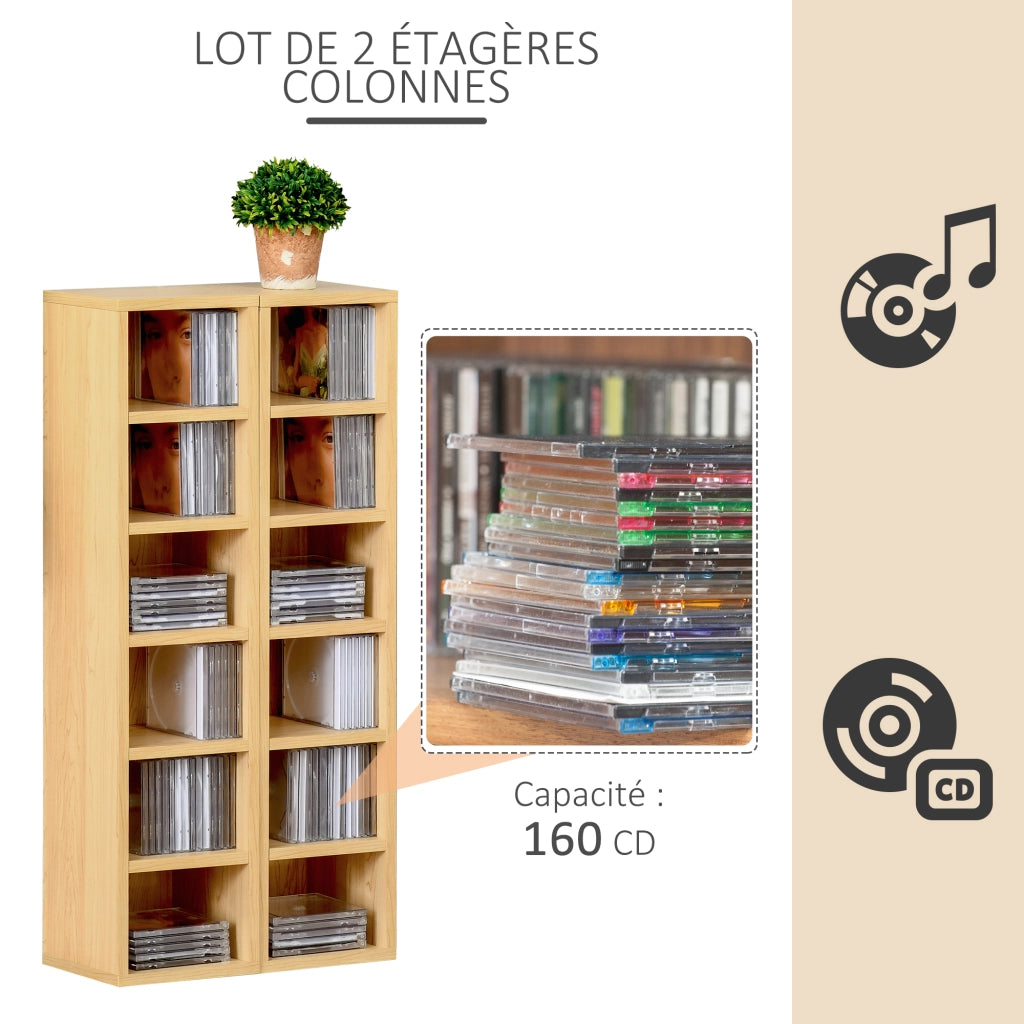 Libreria 6 Ripiani per CD e DVD ¨C Zephmum ¨C Legno 21x19x88 cm