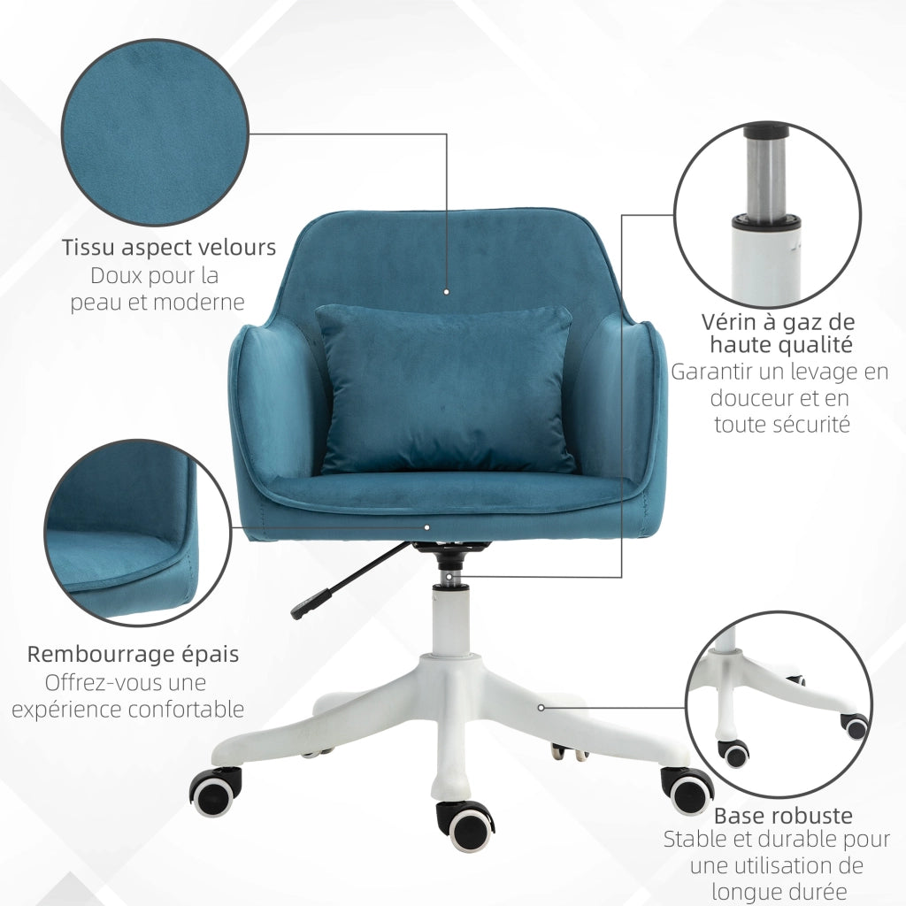Sedia da ufficio massaggiante in velluto ¨C zephmum ¨C blu