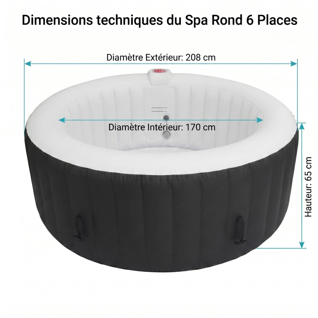 Spa gonfiabile rotonda a 6 posti - Ospazia - Diametro: 208 cm - Filtro e copertura inclusi