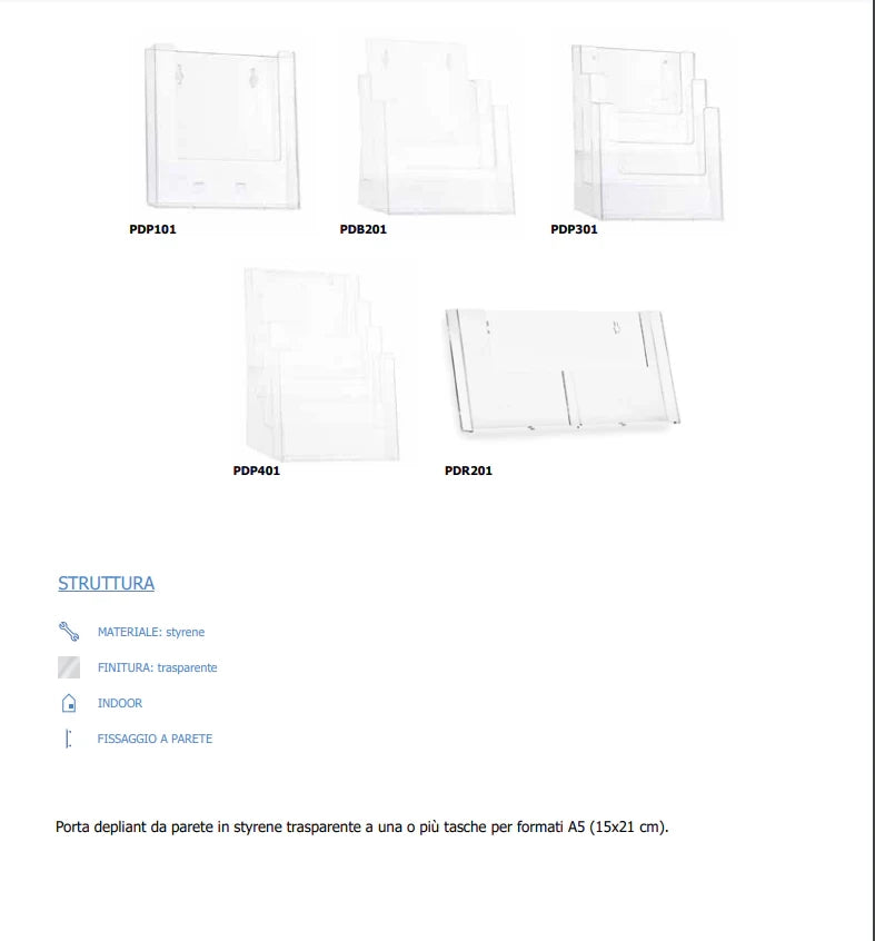 Portadepliant da parete 4 tasche 1/3 A4