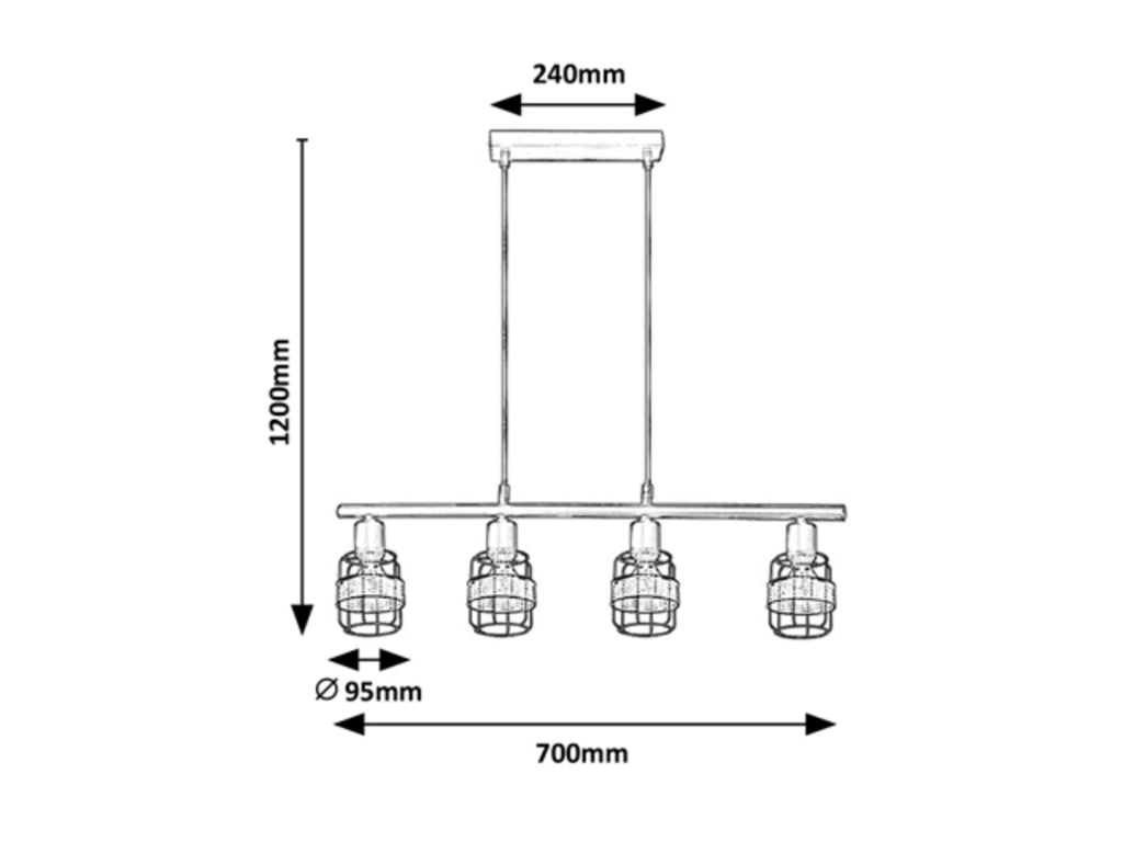 Lampada sospensione Indiana Rabalux 4xE14 nera 70cm