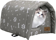Gabbia per Gatti Esterna Ripiegabile - Cuscino Plush Comodo - Impermeabile - 42 x 31 x 28 cm