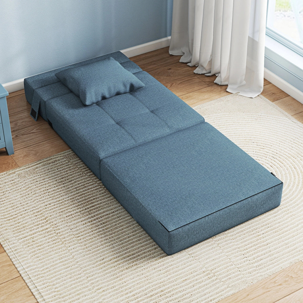 Letto a soppalco imbottito ¨C zephmum ¨C blu scuro 70x70x61