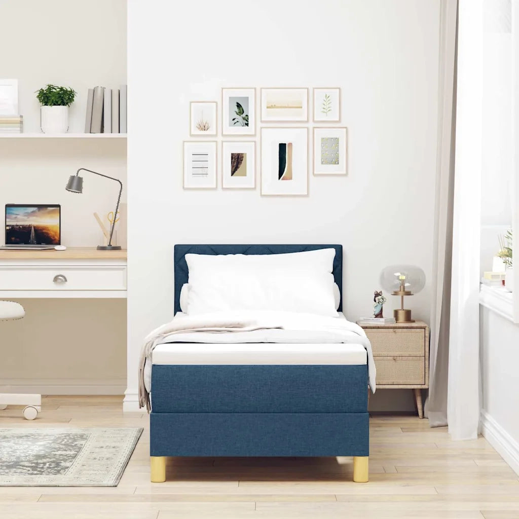 Letto a molle con cuscino con testiera Blu 80 x 200 cm Tessuto 3338957