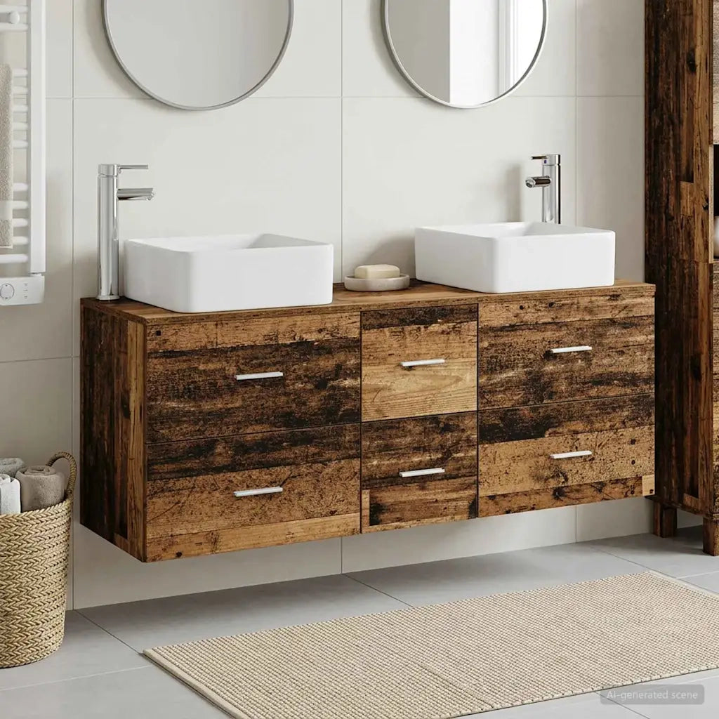 Set di Armadi da Bagno 3 pz Legno antico 49,5 x 41 x 63 cm 3405833