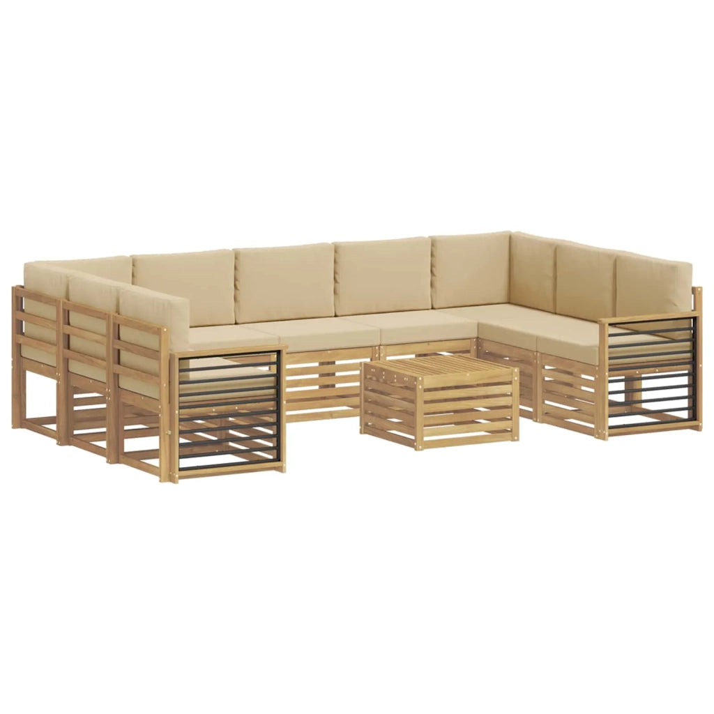 Set divani 10 pcs Bianco e Beige 59 x 59 x 37 cm Poliestere 3392558