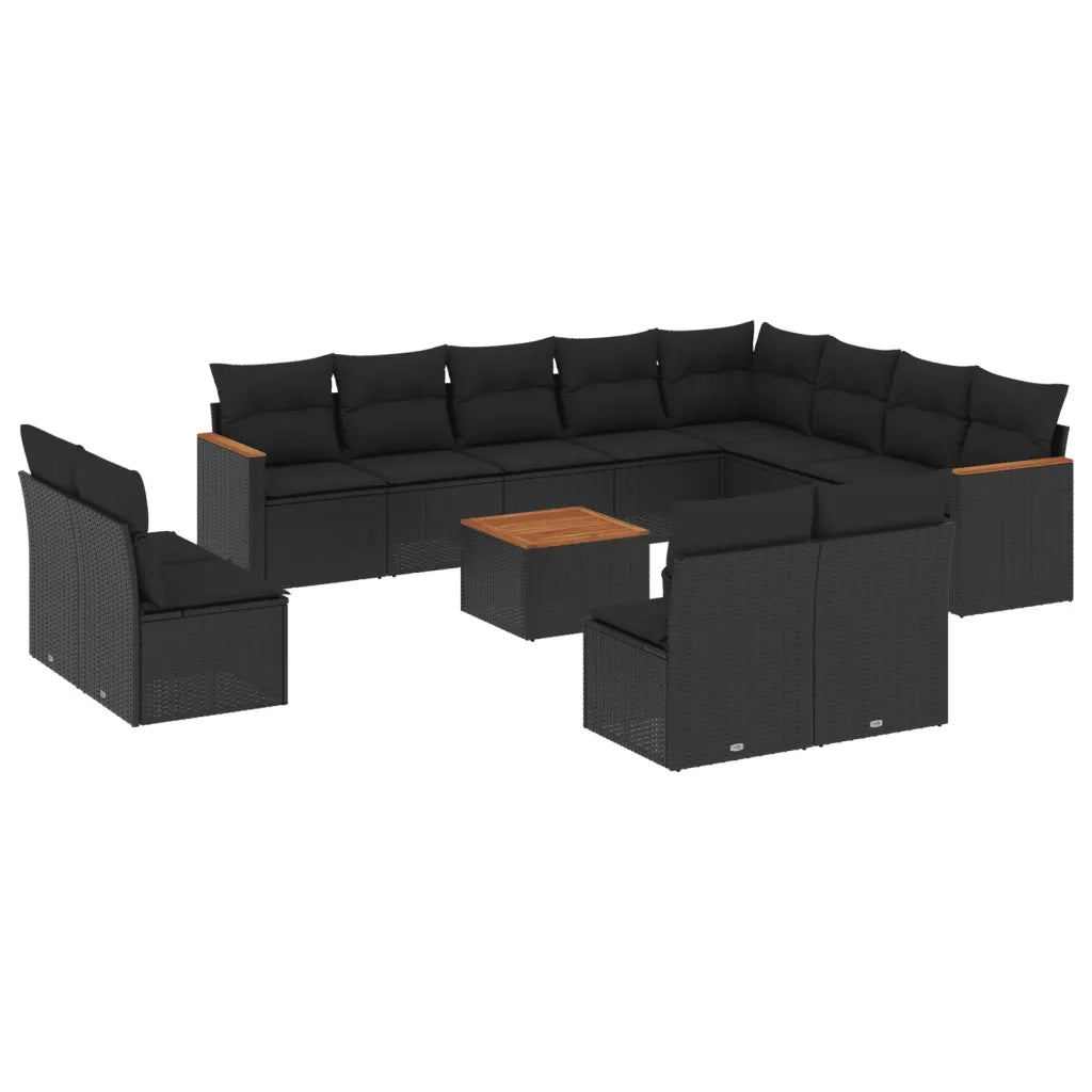 Set Divani da Giardino 13pz con Cuscini Nero in Polyrattan 3258877