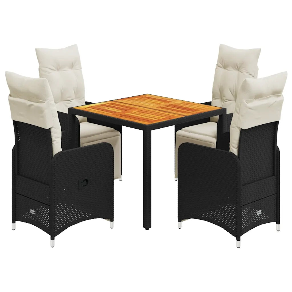 Set Bistrò da Giardino 5 pz con Cuscini in Polyrattan Nero 3277128