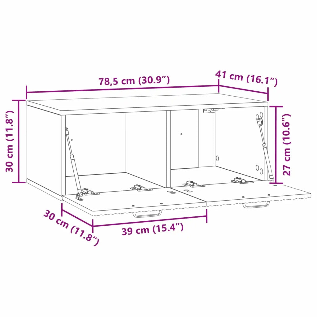 Mobile TV da Muro | Armadietto TV | Mobile Porta TV Rovere Artigianale 78,5 x 41 x 30 cm
