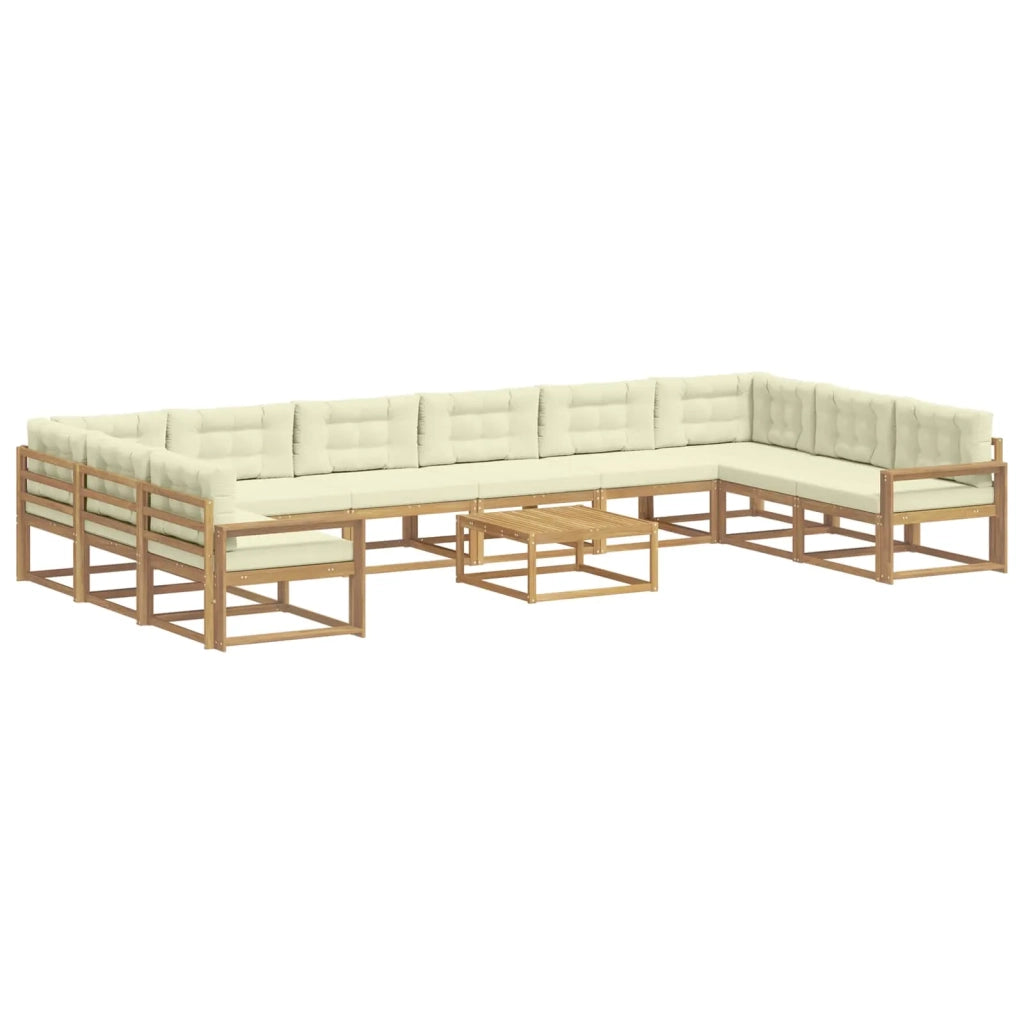 Set di divani da esterno con cuscino 11 pcs Bianco e Crema 3387144