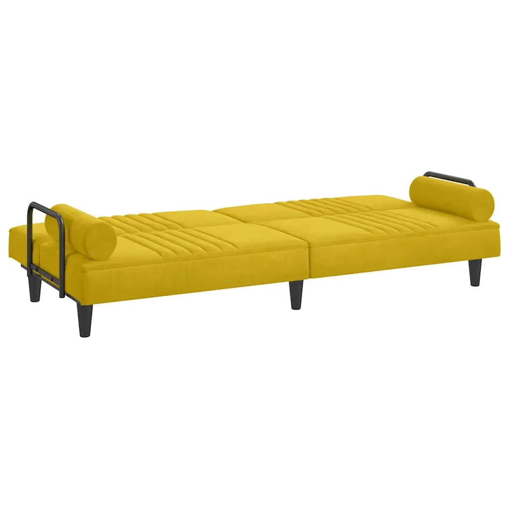 Divano Letto con Braccioli Giallo in Velluto 351899
