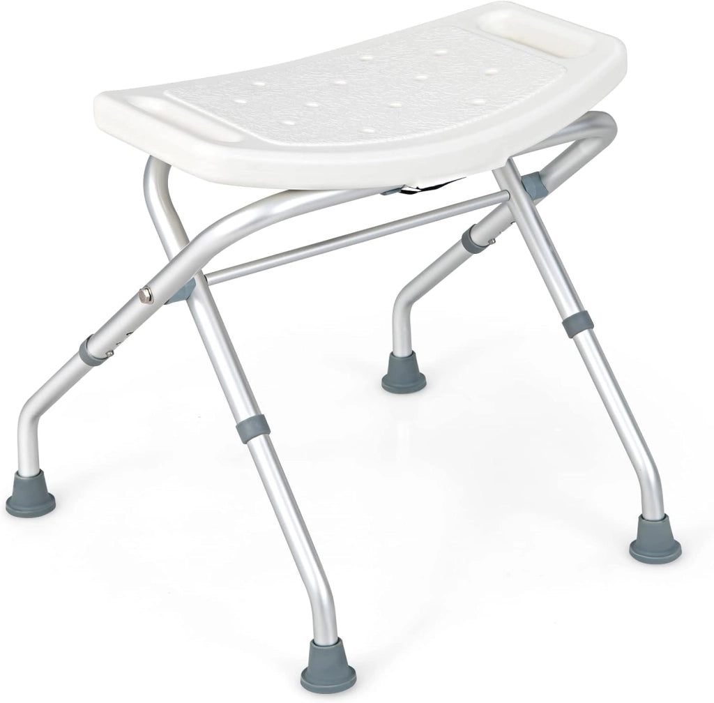 Sgabello per Doccia, Sedia per Doccia Regolabile in Altezza a 3 Livelli con Maniglie, Leggero, per Anziani e Persone a MobilitÃ  Ridotta, 53x50x52,5 cm, Portata 150 KG