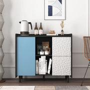Credenza Moderna con Ante Blu e Cassetti ¨C MINIMAL ¨C Nero/Blu