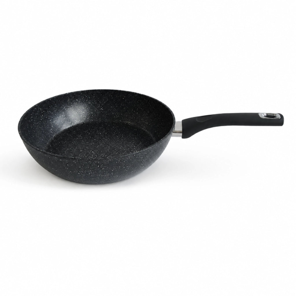 Padella Alta Ø 24 cm Induzione - Pietra Lavica Induction - Alluminio Forgiato Antiaderente Effetto Pietra - Nickel Free - Soft Touch - GMD Italy