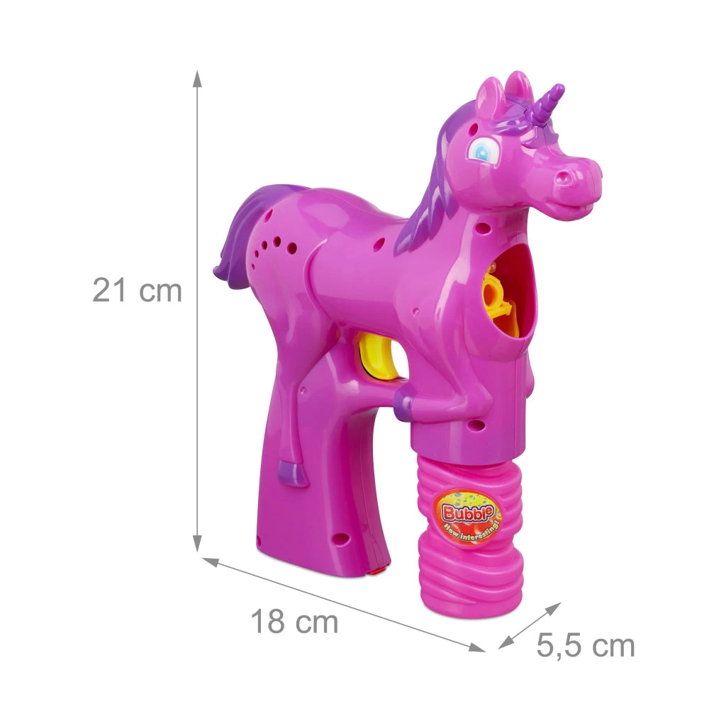 Pistola per bolle di sapone design unicorno luminoso 20 x 10 x 5 cm per compleanno giardino in plastica rosa 13_0005484
