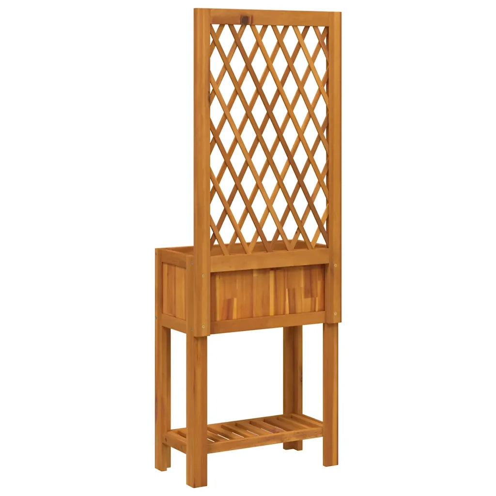 Fioriera con Traliccio e Ripiano 55x29,5x152 cm in Legno Acacia 364898
