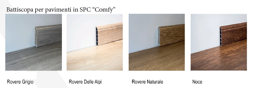 BATTISCOPA PER PAVIMENTO IN SPC Colore Rovere grigio