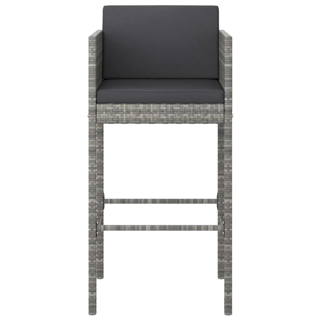 Sgabelli da Bar 4 pz con Cuscini Grigi in Polyrattan 316661