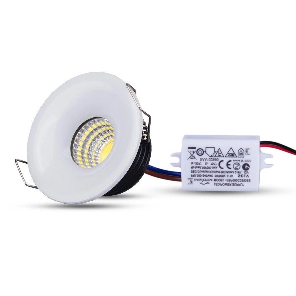 Trade Shop - Mini Faretto Led Cob 3w Da Incasso 40mm Spot Con Molla Luce Calda O Fredda -
