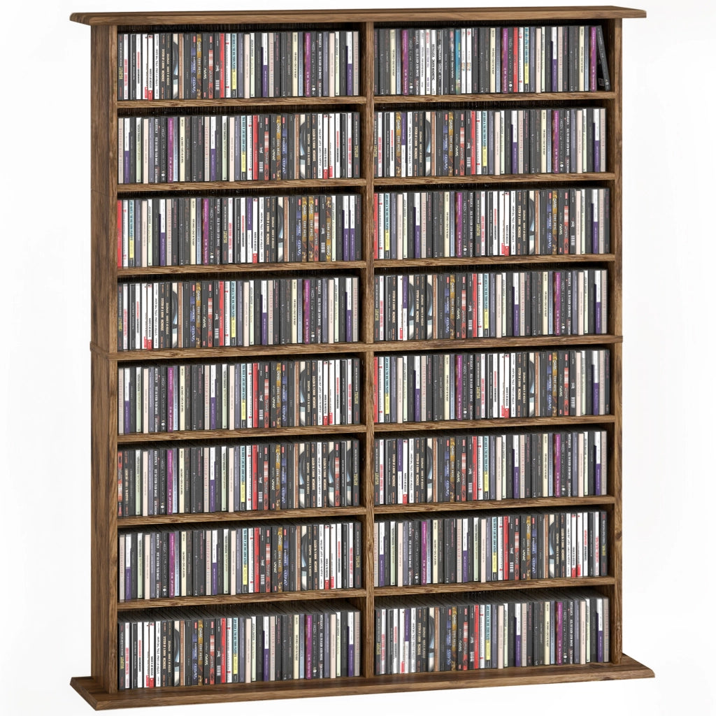 Mobile per CD e DVD con 16 cassetti e 12 ripiani regolabili ¨C zephmum ¨C marrone