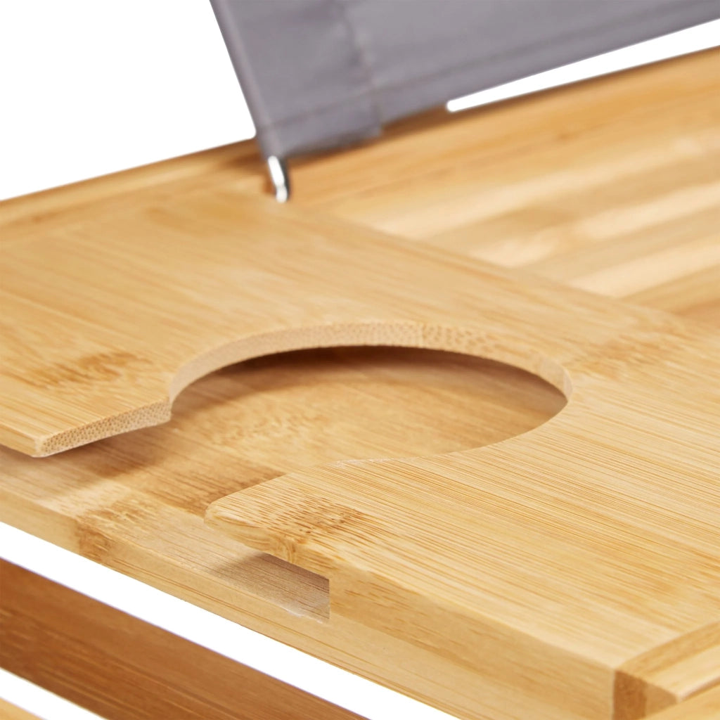Vassoio per vasca da bagno estensibile con supporti pratici comfort di lettura 70 x 20 x 10 cm in legno bianco 13_0004922