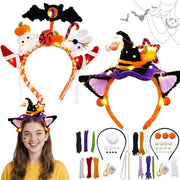 Set di fascioline Halloween per bambini 157 pezzi - Fascioline luminose per capelli - Fasciolone tovero/volpe - Disegno DIY - Sviluppo della coordinazione fine - Atmosfera misteriosa - Set di fascioline per capelli